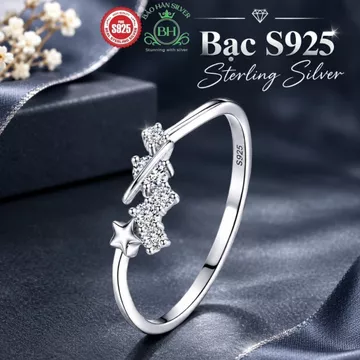 (Ảnh thật)Nhẫn bạc ý bạc 925 Nhẫn bạc nữ bạc 925 nữ nhẫn bạc Ý Cao cấp đính đá Cubic Zirconia 5A Bảo Hân Silver BH0055S