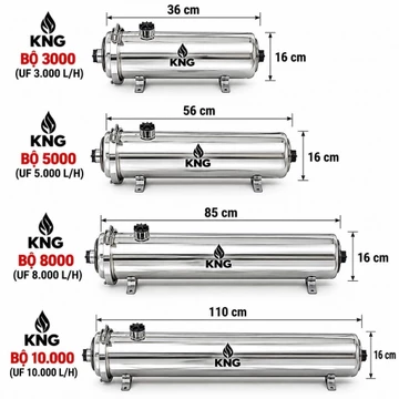 Máy Lọc nước uf chính hãng KNG công suất từ 3000 l/h đến 10.000l/h màng lọc PVDF tuổi thọ lõi lọc 5 năm( tặng phụ kiện)
