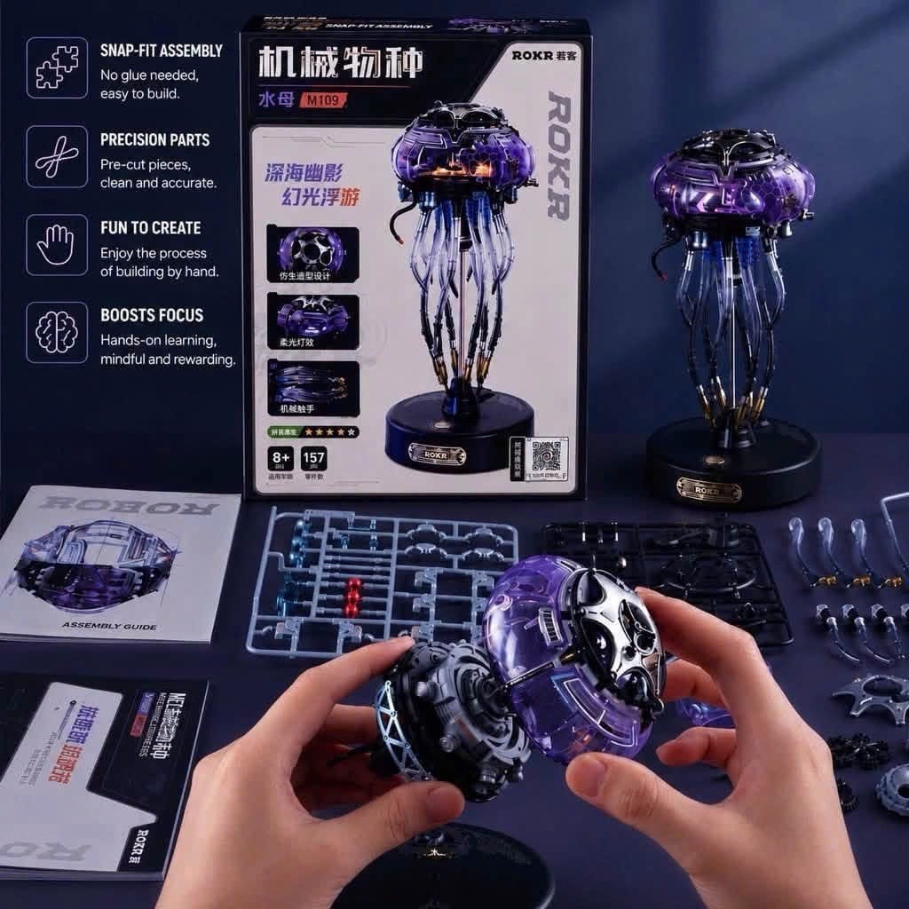 [Hàng Sẵn] Mô Hình Lắp Ráp 3D ROKR MI09 Jellyfish (Mô hình chuyển động, có đèn Led)
