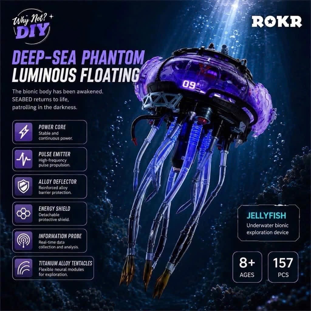 [Hàng Sẵn] Mô Hình Lắp Ráp 3D ROKR MI09 Jellyfish (Mô hình chuyển động, có đèn Led) | BigBuy360 - bigbuy360.vn