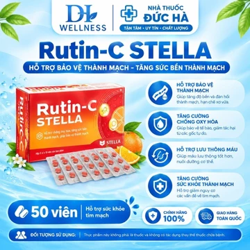 [Chính hãng] Viên uống RUTIN-C STELLA tăng đề kháng,sức bền thành mạch,chống oxy hoá,giảm xuất huyết (50 viên)-NT ĐỨC HÀ