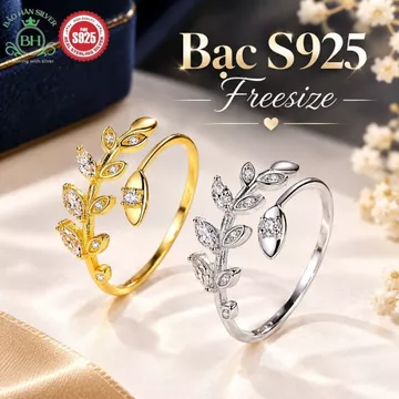 Freesize Nhẫn bạc Ý bạc 925 Nhẫn bạc nữ nhẫn bạc 925 nữ nhẫn bạc Ý đính đá Cubic Zirconia 5A Bảo Hân Silver BH0192S