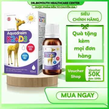 Siro tăng cao Aquadreim K2+D3 bổ sung Vitamin D3 & K2 Mk7 hấp thụ canxi hiệu quả răng xương chắc khỏe,tăng cao Cho Bnwo