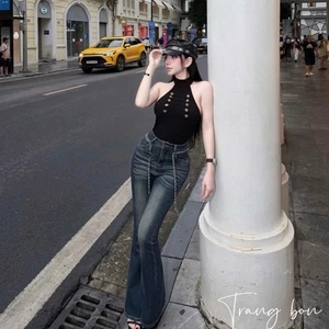 Áo body suits cổ yếm phối cúc mix đồ siu sang tôn dáng