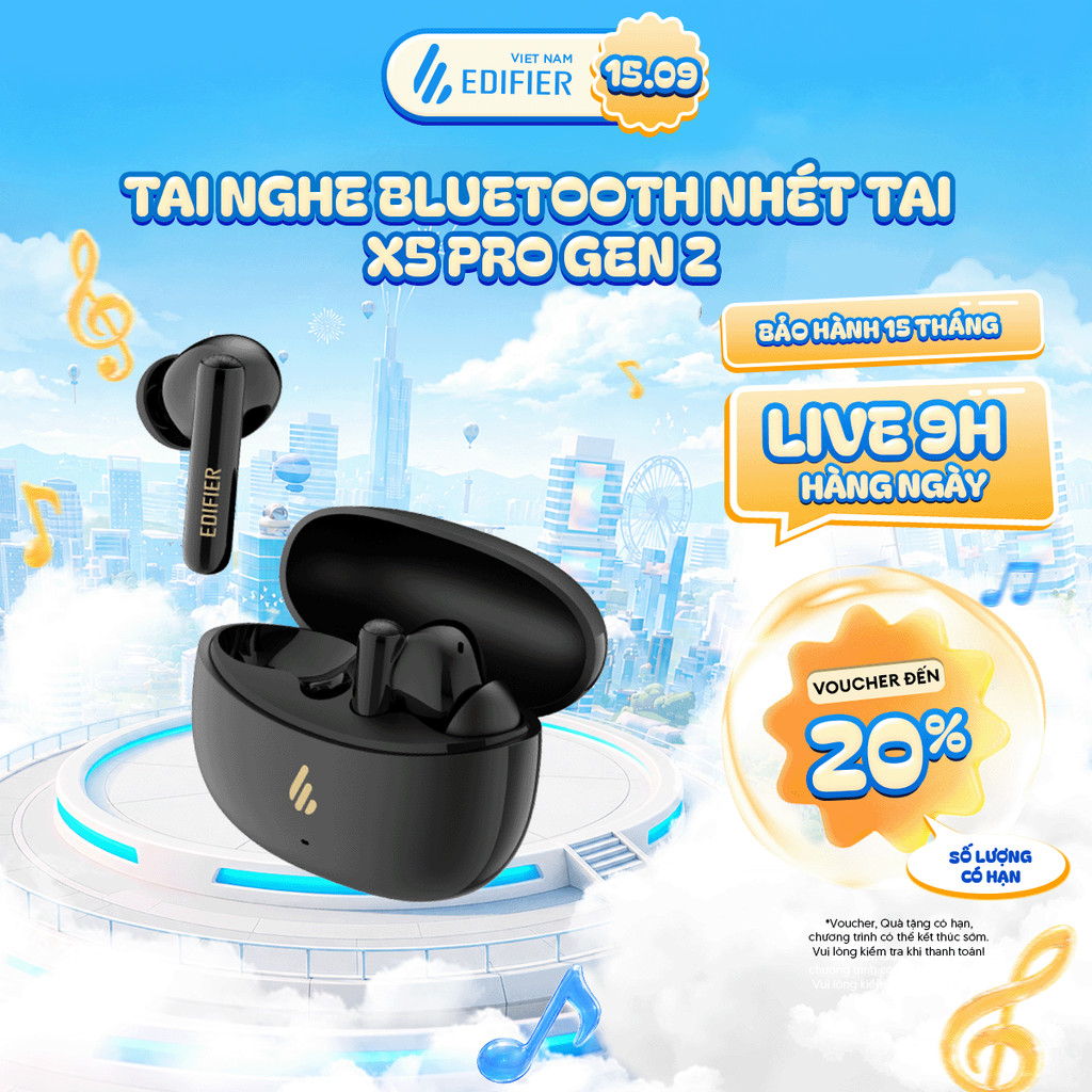 Tai Nghe Bluetooth Nhét Tai EDIFIER X5 PRO | Chống Ồn Chủ Động | Thời Gian Sử Dụng Tới 31H | Bảo Hành 15 Tháng