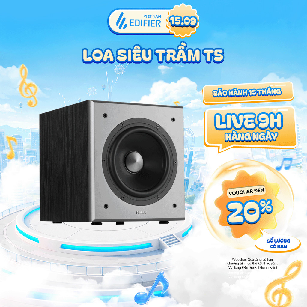 Loa Sub Siêu Trầm EDIFIER T5/T5S | Công Suất 70W | Vỏ Gỗ Chống Dội Âm | Cộng Hưởng Khoang Dưới | Bảo Hành 15 Tháng