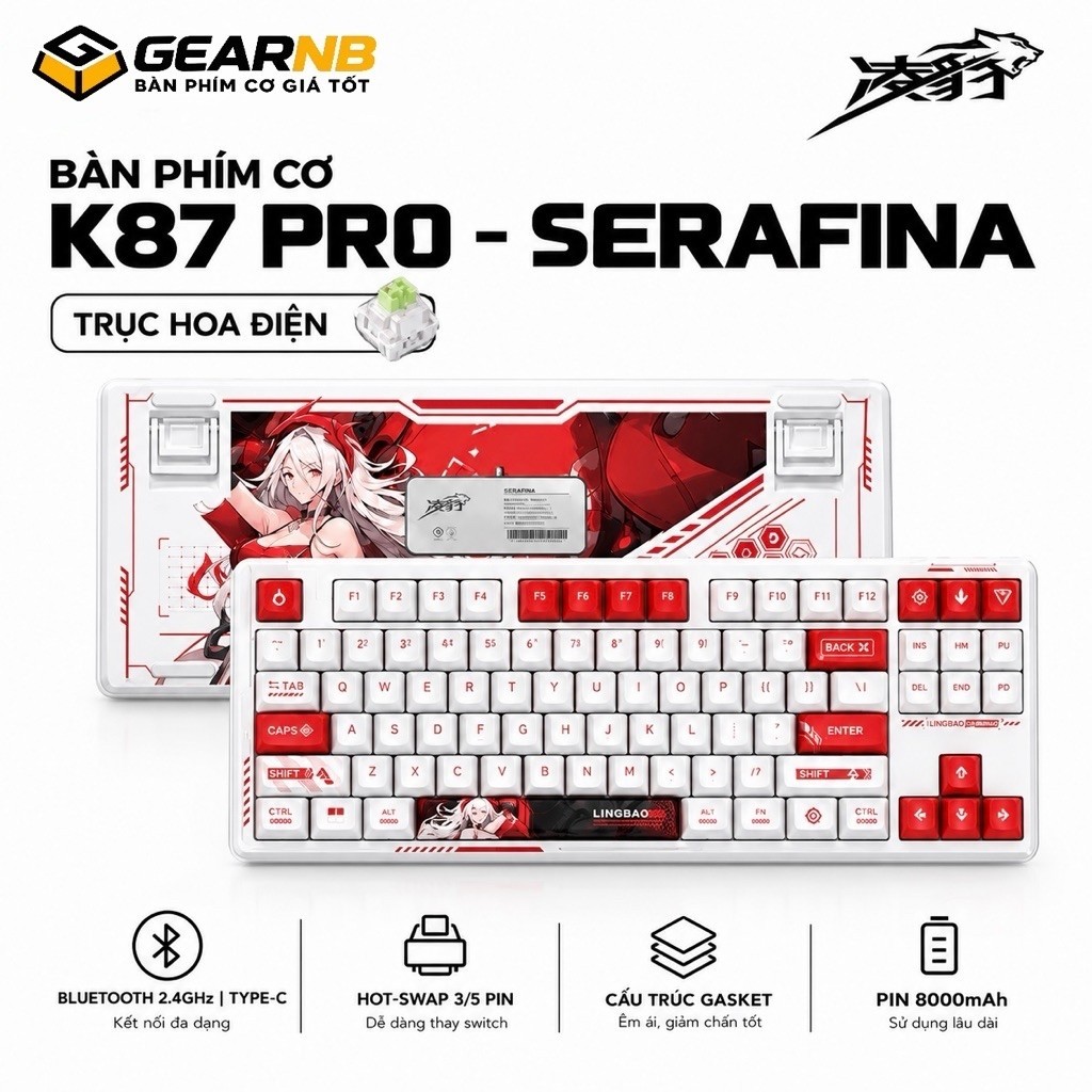 [Hoả Tốc] Bàn Phím Cơ Lingbao K87/K87 Pro Hot Swap 3 Mode | Gasket | Pin 10000mAh | RGB Cao Cấp | BigBuy360 - bigbuy360.vn