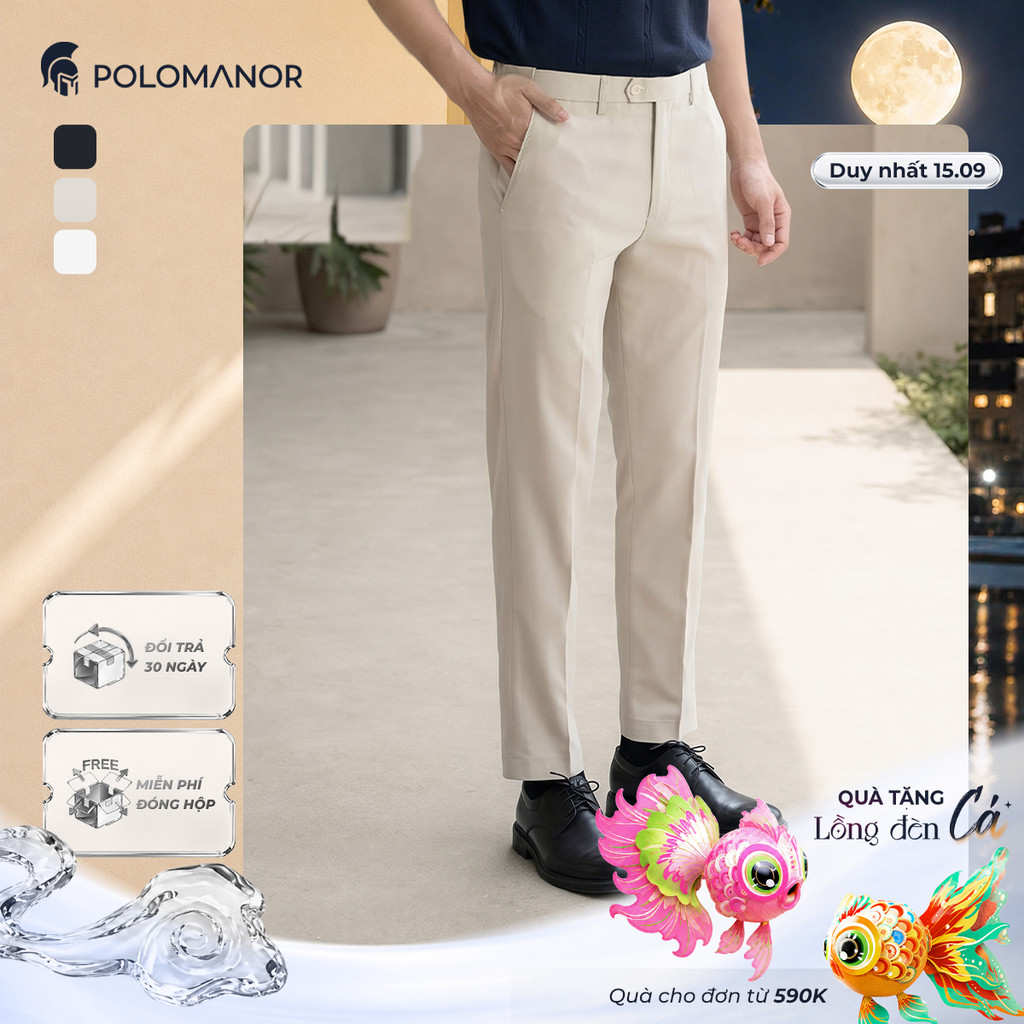 [BEST SELLER] Quần dài tây nam POLOMANOR co giãn 2 chiều, xuất xịn, lưng đai chun ẩn, chuẩn form