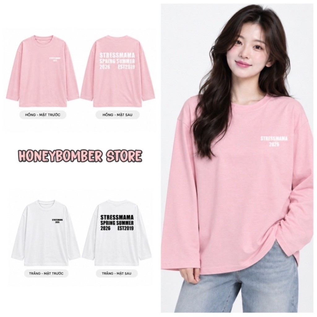 Áo Thun Giấy Tay Dài In EST [FREESHIP] 🌸 Áo Thun Nữ Form Rộng Phong Cách Unisex🌸