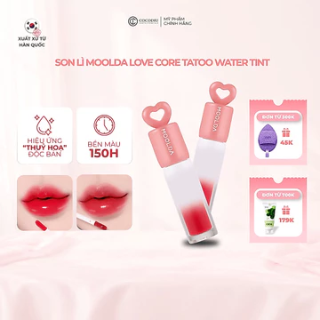 Son Tint Lì Dạng Nước Moolda Love Core Tattoo Water Tint | Bền Màu, Lên Màu Trong Trẻo, Chống Trôi