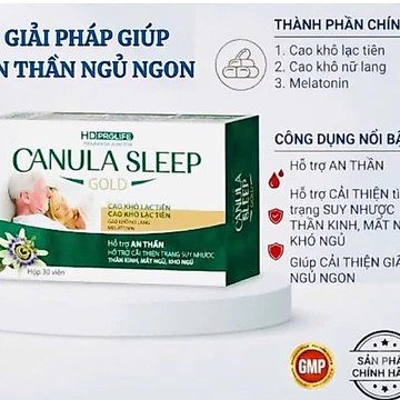 Viên uống ngủ ngon Canula Sleep Gold - Giúp ngủ ngon, giảm căng thẳng, stress- Hộp 30 viên