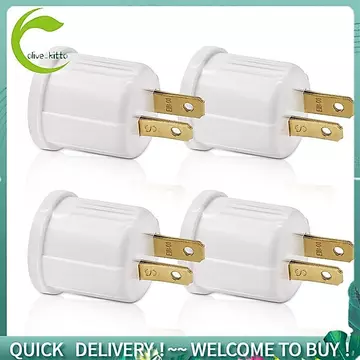 Bộ chuyển đổi ổ cắm sang ổ cắm, chuyển đổi ổ cắm sang ổ cắm bóng đèn, ổ cắm 2 cánh phân cực sang đế vít E26 4 gói US CẮM