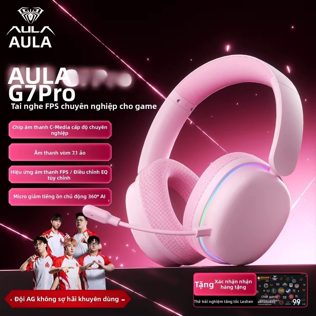 AULA G7 Pro – Tai Nghe Gaming Không Dây 3 Mode 2.4G + Bluetooth 5.3 + Có Dây, 7.1 Surround, RGB | BigBuy360 - bigbuy360.vn