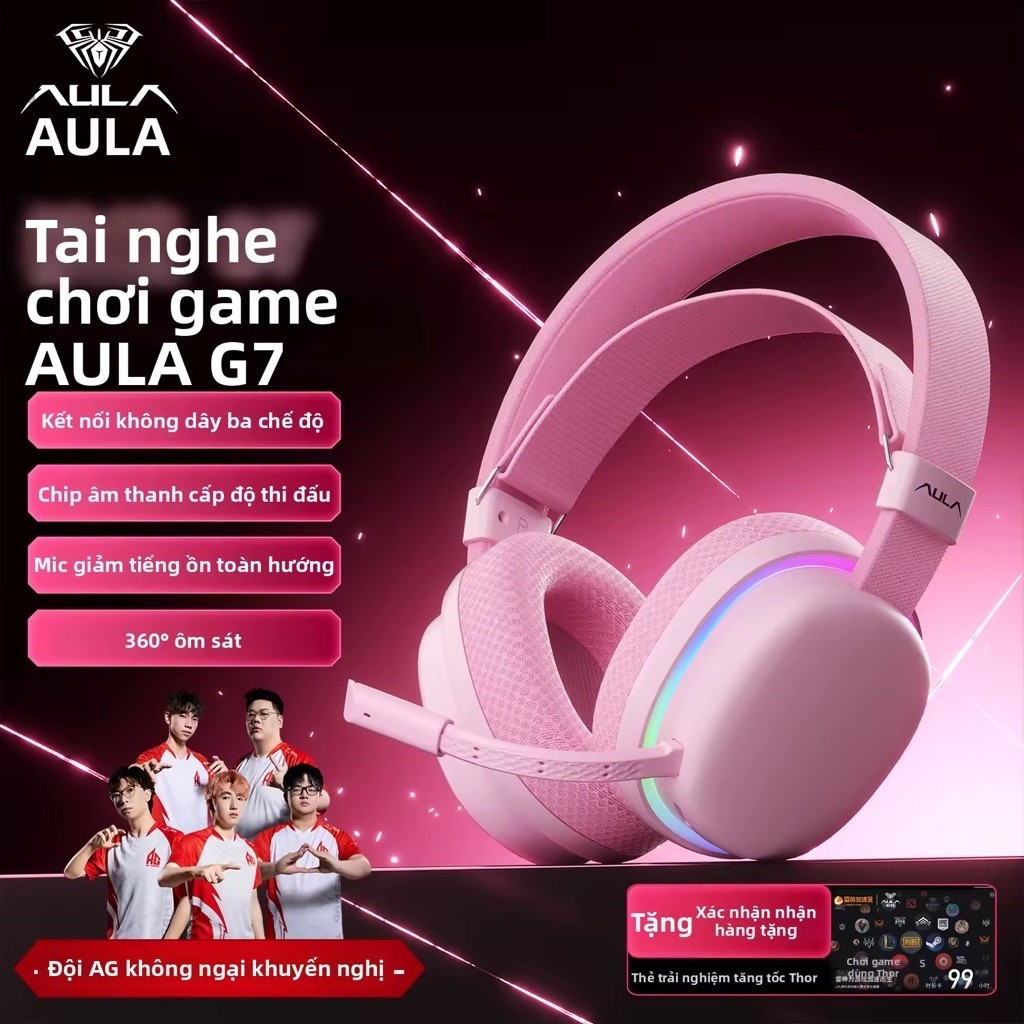 AULA G7 Pro – Tai Nghe Gaming Không Dây 3 Mode 2.4G + Bluetooth 5.3 + Có Dây, 7.1 Surround, RGB | BigBuy360 - bigbuy360.vn