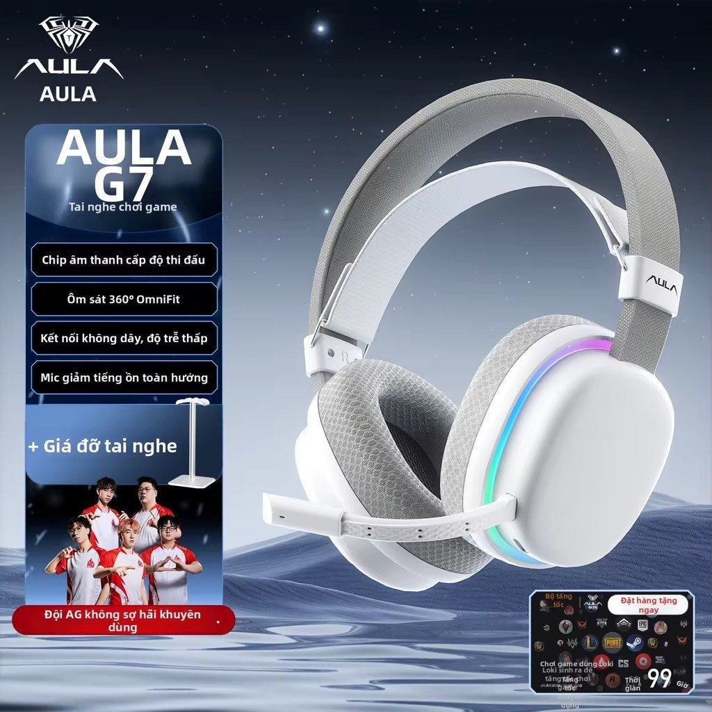 AULA G7 Pro – Tai Nghe Gaming Không Dây 3 Mode 2.4G + Bluetooth 5.3 + Có Dây, 7.1 Surround, RGB | BigBuy360 - bigbuy360.vn