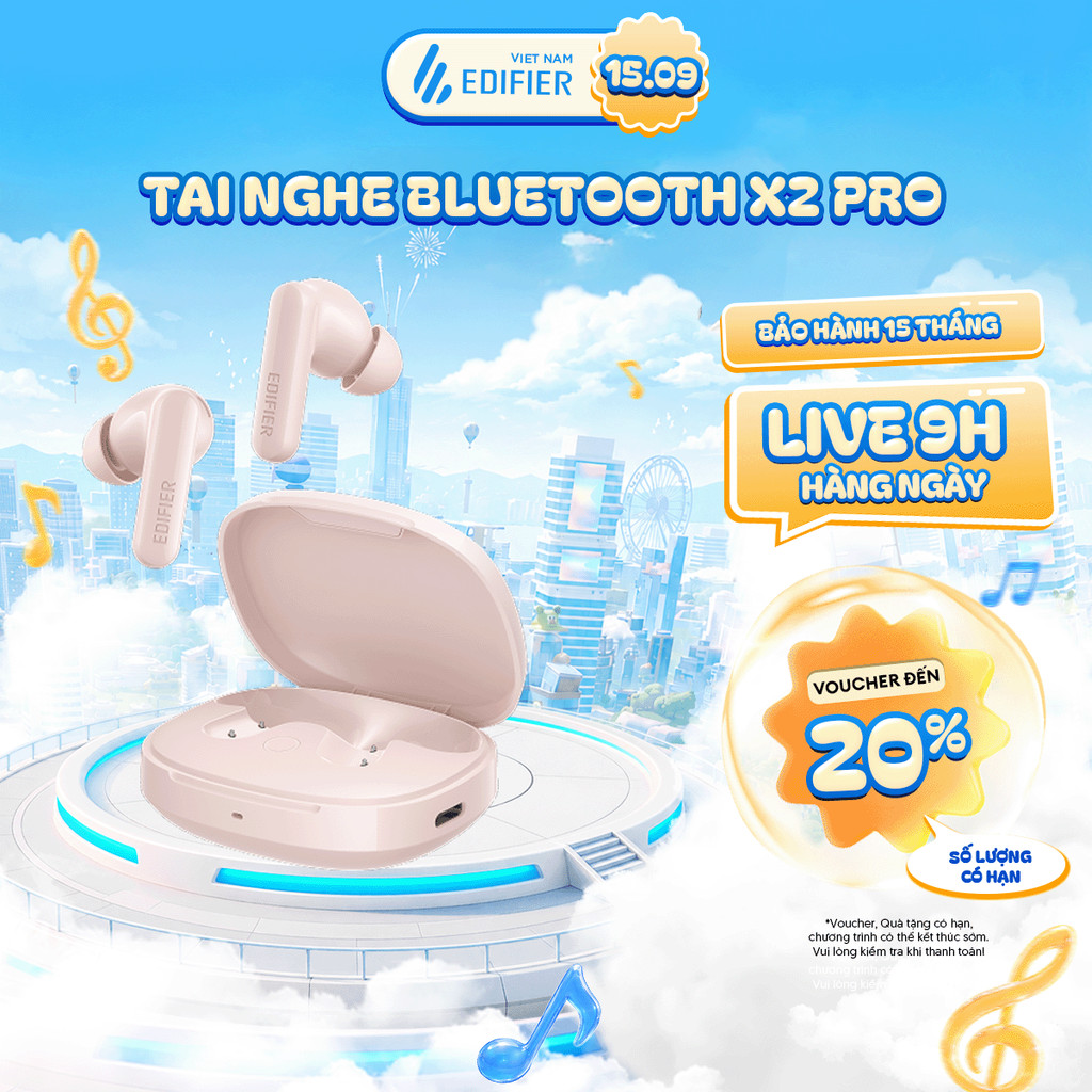 Tai Nghe Bluetooth Nhét Tai EDIFIER X2 PRO | Bluetooth 6.0 | Thời Gian Sử Dụng Tới 49H | Bảo Hành 15 Tháng