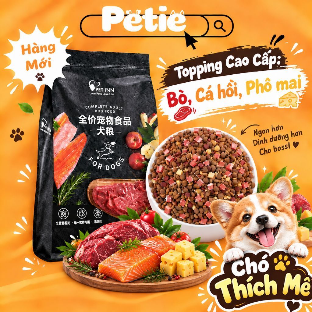 [CÓ TEM NHẬP KHẨU CHÍNH HÃNG] Hạt Thức Ăn Cho Cún Captain Mix Thịt Bò, Phô Mai, Cá Hồi, Rau Củ//