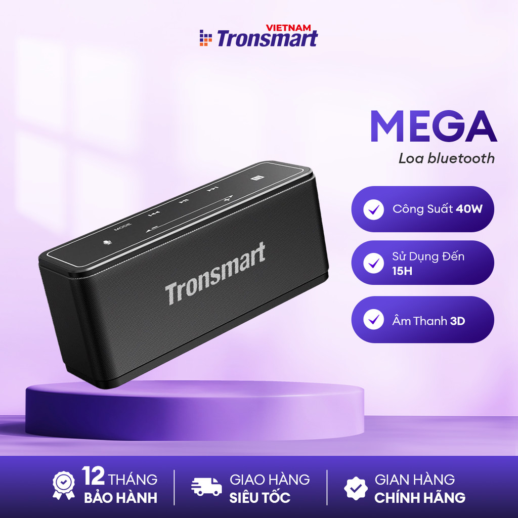 Loa Bluetooth Tronsmart Element Mega | Công suất 40W | Công nghệ âm thanh 3D | 15h chơi nhạc | Bảo Hành 12 tháng