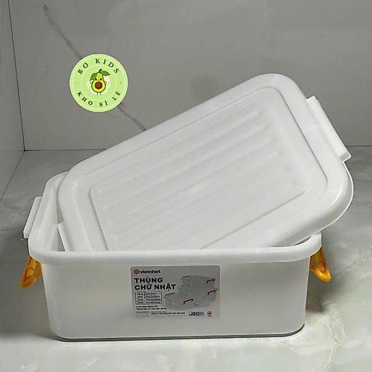 (Có VAT) Thùng Đựng Đồ Chữ Nhật 10 Lít nhựa Việt Nhật TRẮNG ĐỤC (5331) thùng đựng đồ cho gia đình, hàng quán