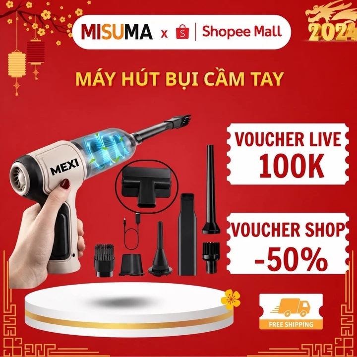 Máy Hút Bụi Cầm Tay Đa Năng Công suất 120W Bộ Lọc HEPA Hút Siêu Mạnh 9000PA Dùng Trên Ô tô và Nhà Cửa