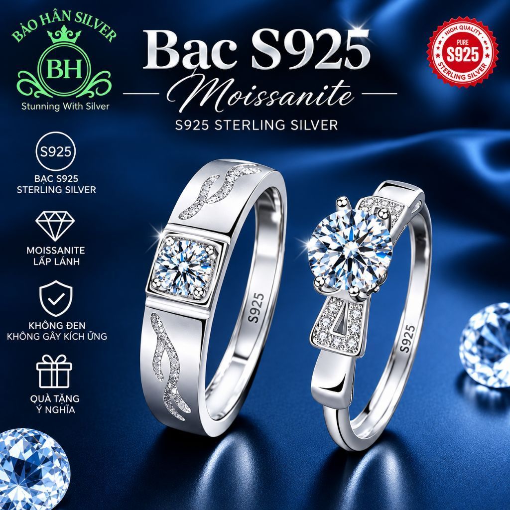 925 Silver Engagement Ring, adjustable by Bảo hân Silver