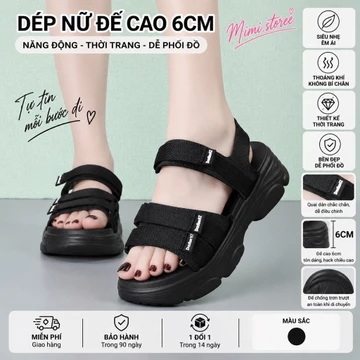 Dép sandal nữ siêu xinh quai dù Gia Hân shoes - Dép quai hậu nữ quai dán nâng chiều cao MSP 9968-21