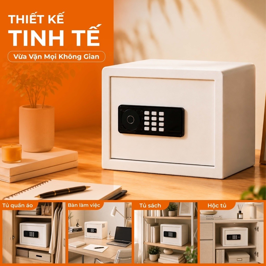 Két Sắt Mini Điện Tử Việt Tiệp Tiêu Chuẩn Khách Sạn, Két Sắt Âm Tường Có Thể Bắt Vít Vào Tủ Hoặc Vào Tường KS216