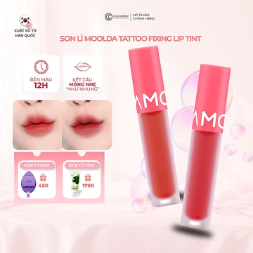 Son Kem Lì Moolda Tattoo Fixing Lip Tint Lâu Trôi Mềm Môi Chính Hãng Hàn Quốc