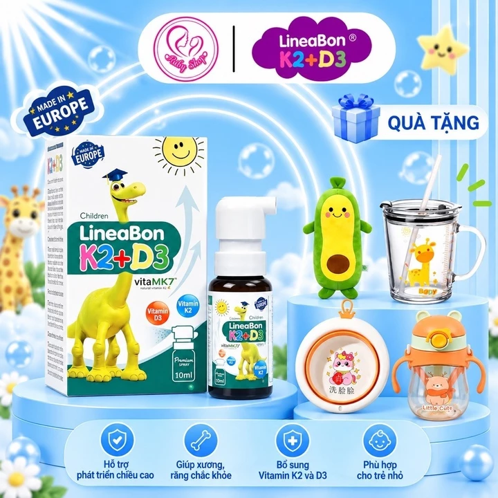 D3K2 Lineabon nhập khẩu chính hãng cho bé - bổ sung d3 k2 hỗ trợ hấp thu canxi giúp tăng chiều cao cho bé