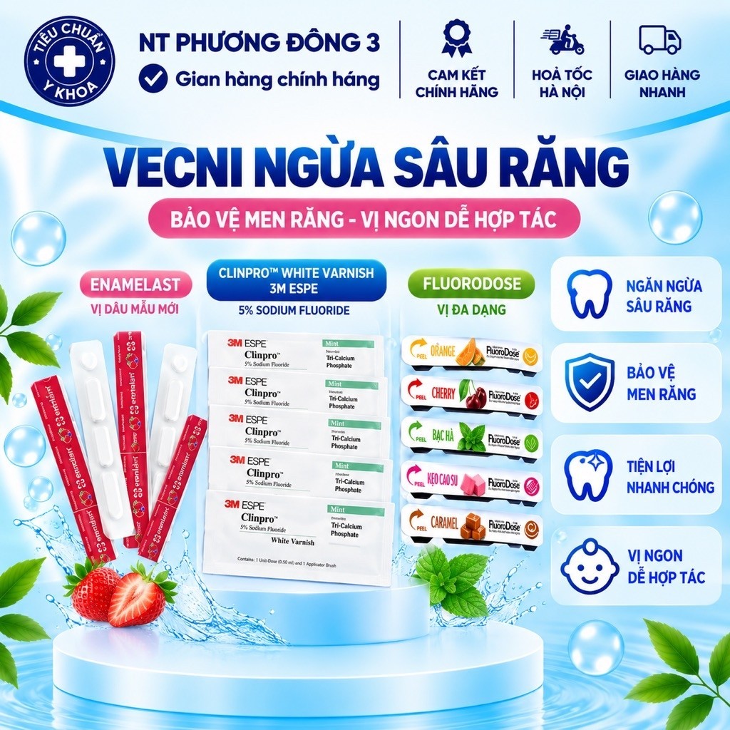 Gel bôi răng Vecni Flour VIỀN ĐỎ. Vecni đỏ Enamelast kem bôi răng ngừa sâu răng, chống sún răng cho bé