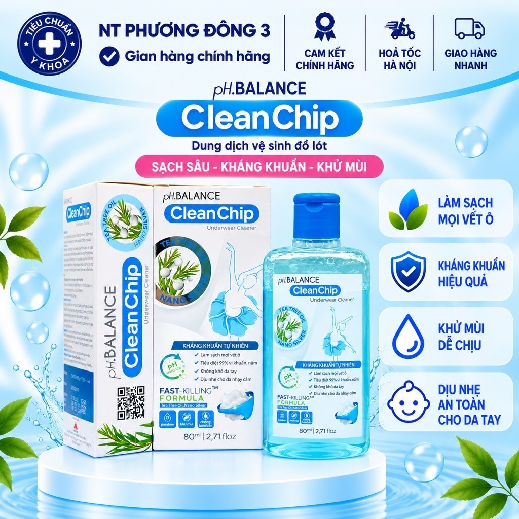 Dung dịch pH.Balance CleanChip giúp làm sạch đồ lót (Hộp 1 lọ * 80ml)-01