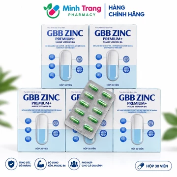 Viên Uống Bổ Sung Kẽm GBB Zinc Premium+ – Tăng Sức Đề Kháng, Giảm Nguy Cơ Thiếu Kẽm, Hộp 30 Viên