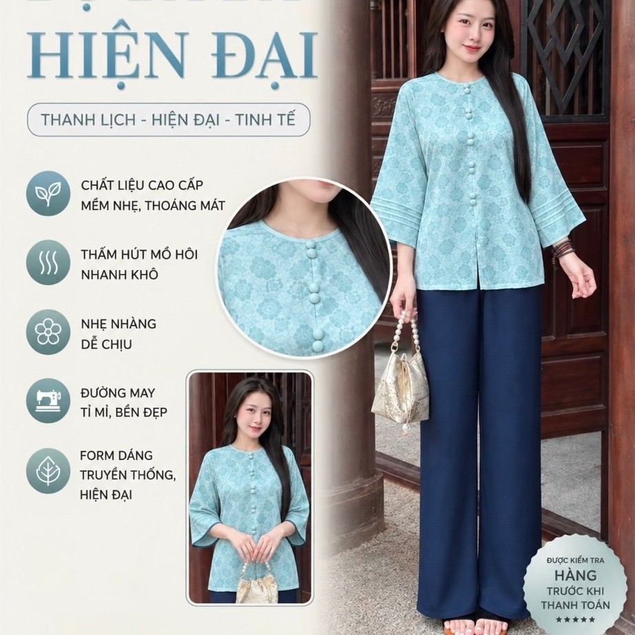 L4 Bộ bà ba phom suông hiện đại chất gấm 2 da mềm cao cấp , sang tinh tế , nhiều màu