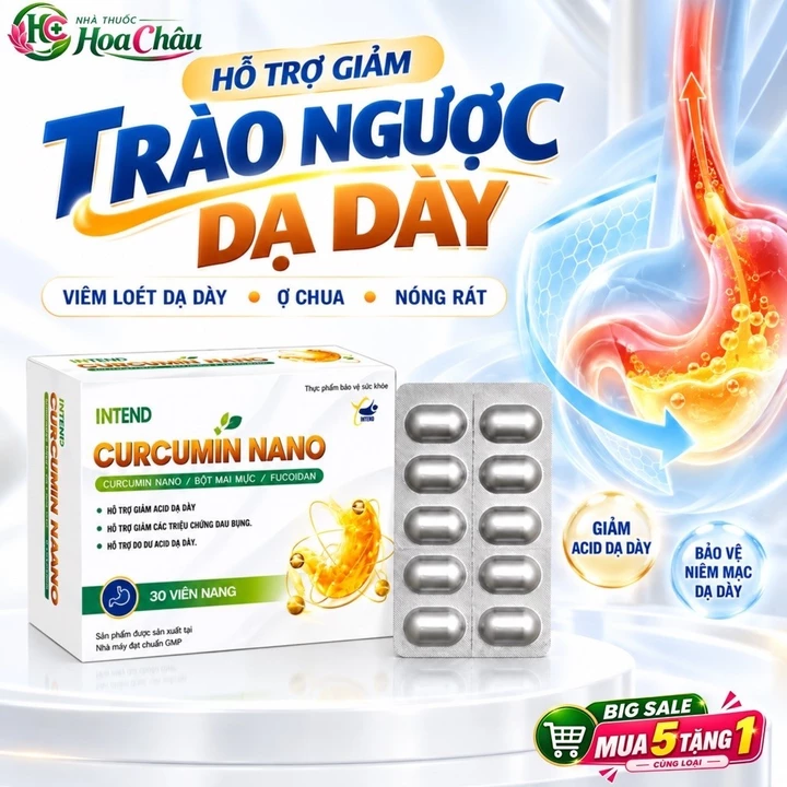Viên Uống Dạ Dày Nano Curcumin INTEND 30 Viên – Hỗ Trợ Trào Ngược, Viêm Loét, Đau Dạ Dày