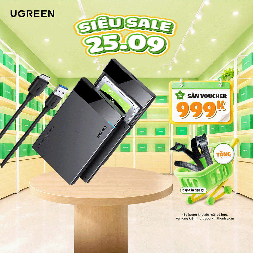 Hộp đựng ổ cứng 2.5 inch SSD, HDD SATA UGREEN US221 6TB truyền tải cao | Thiết kế sang trọng BH 18 Tháng 1 Đổi 1 - 30847