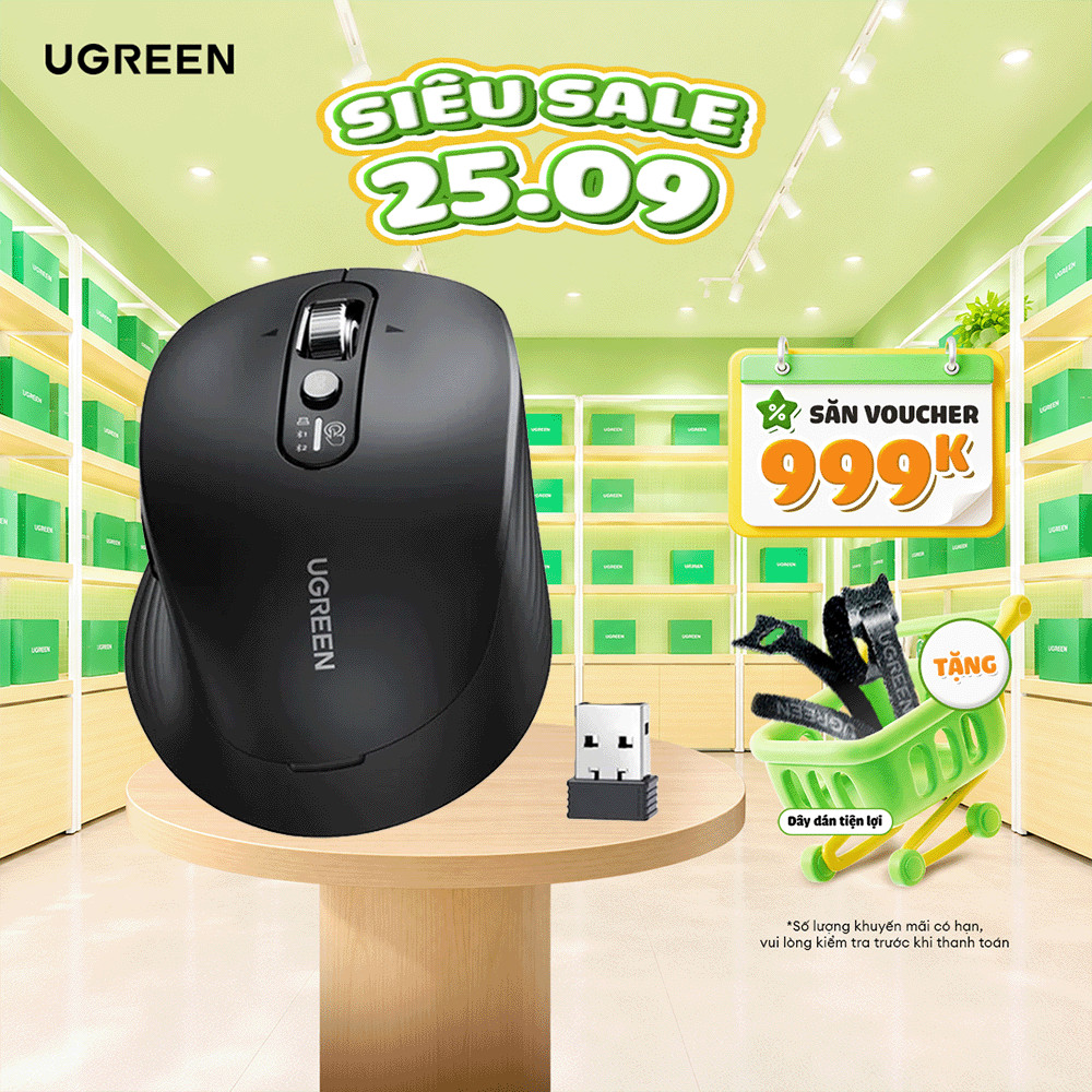 Ugreen Chuột không dây M751/M752 cuộn siêu nhanh | Bluetooth 5.4 5000DPI | Bảo hành 18 tháng 1 đổi 1 | 45792 75498B
