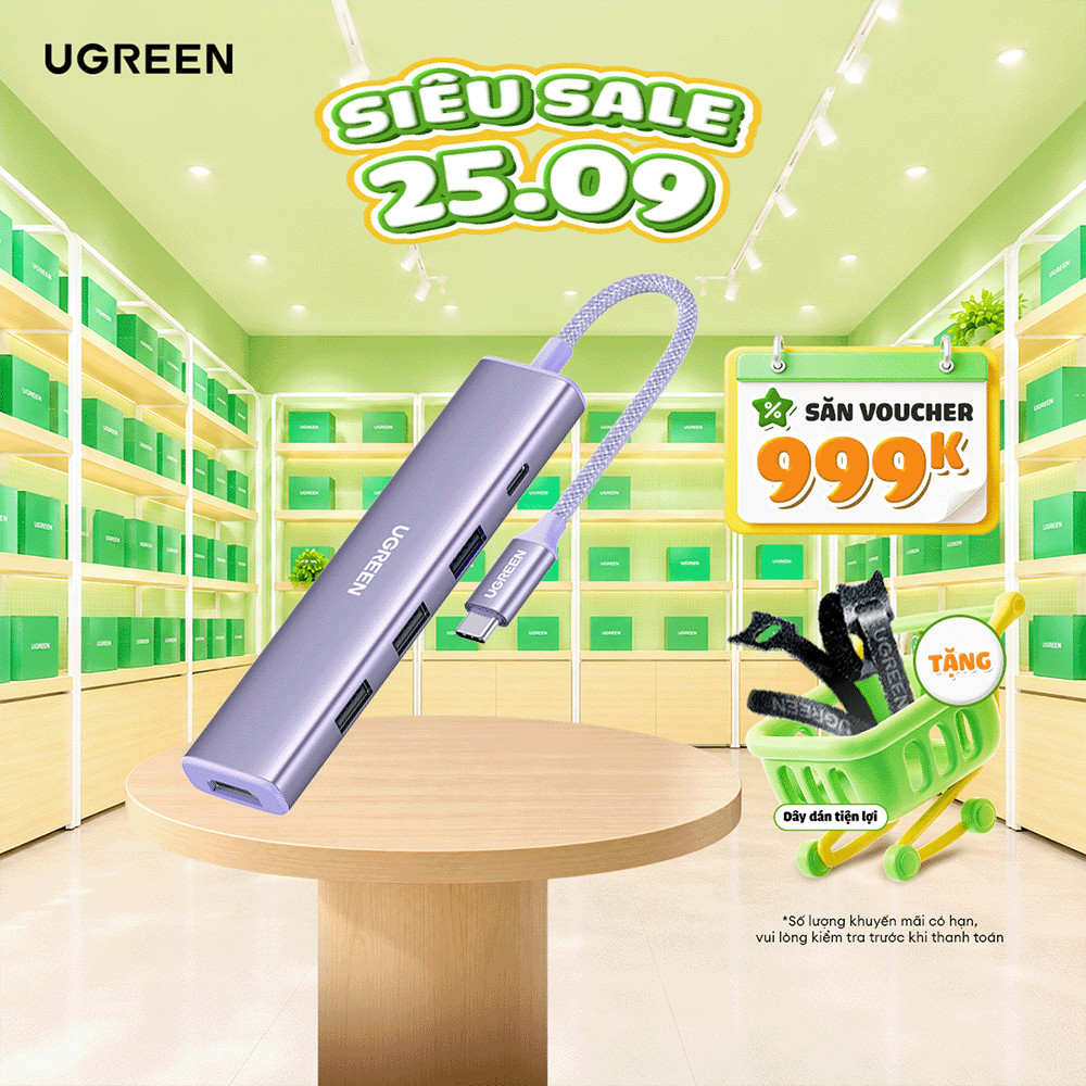 Hub chuyển đổi Type C Ugreen 5 in 1 | Vỏ nhôm cao cấp | Truyền tải nhanh chóng | BH 18 tháng 1 đổi 1 | 15596 15597 15495