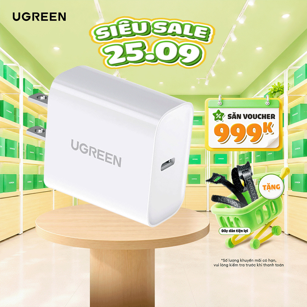 Củ sạc Nhanh UGREEN 20W CD137 QC4.0 QC3.0| USB Type C| Sạc Nhanh PD |Bảo hành 18 tháng 1 đổi 1|60449 70226 70293