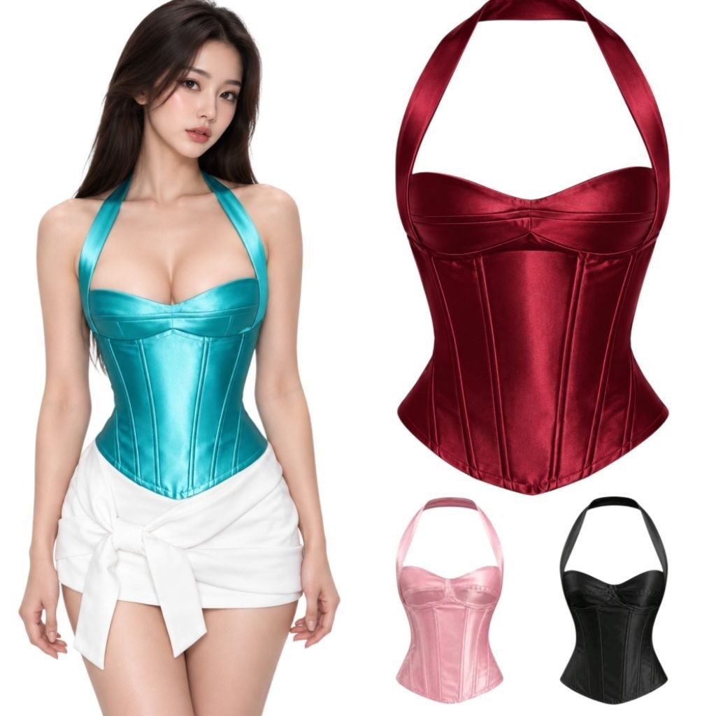Set 3 Món Áo Corset + Chân Váy Cột Nơ +Khoác