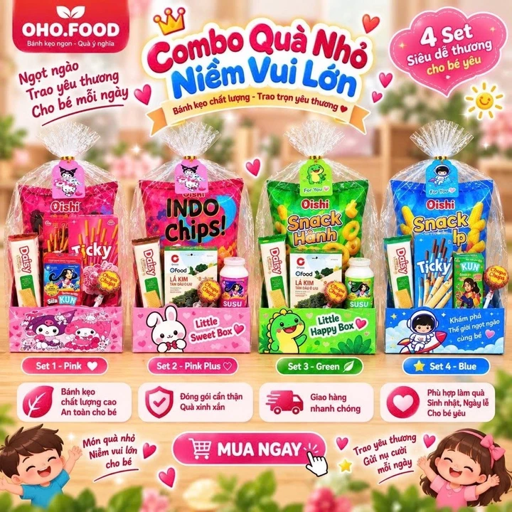 ( HOẢ TỐC HN)SÉT QUÀ TẶNG BÁNH KẸO CHO BÉ,SÉT QUÀ TRUNG THU,SÉT QUÀ NOEL, QUÀ SINH NHẬT,QUÀ LIÊN HOAN HẤP DẪN -OHO.FOOD