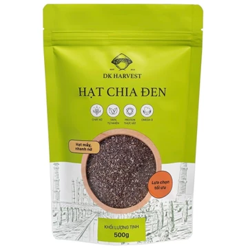 Hạt chia chính hãng 100% DK HARVEST, Túi 100g/200g/500g, hạt chia đen độ tinh khiết cao, chia seeds for your health