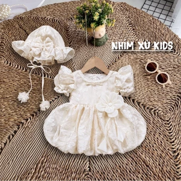 Body Váy Bí Hoa NHÍM XÙ KIDS Cho Bé Gái Sơ Sinh, Đầy Tháng, Thôi Nôi, Sinh Nhật B150