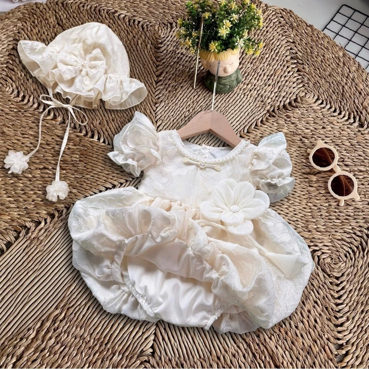 Body Váy Bí Hoa NHÍM XÙ KIDS Cho Bé Gái Sơ Sinh, Đầy Tháng, Thôi Nôi, Sinh Nhật B150