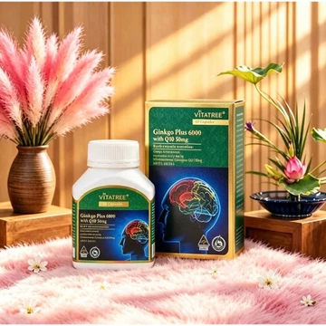 Nhập khẩu ÚC , Vitatree Ginkgo Plus 6000 bổ sung Q10 -Bổ não bổ não, hoạt huyết dưỡng não