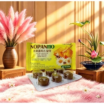 Kẹo ngậm ho Nopan kingphar 4, chứa keo ong Nhập khẩu Hàn Quốc, vỉ 6 viên, giảm ho, viêm họng