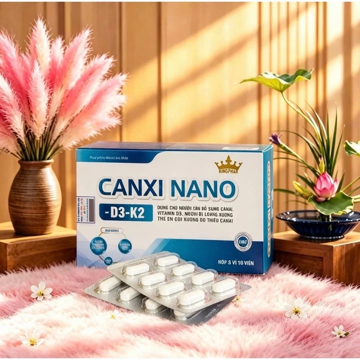 Canxi Nano – D3 – K2 kingphar KP3 , hộp 30 viên ,hỗ trợ bổ sung canxi, vitamin D3 cho cơ thể