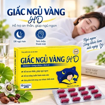 Viên Uống Giấc Ngủ Vàng HD Hỗ Trợ Ngủ Ngon, Giảm Mất Ngủ Hộp 40 Viên