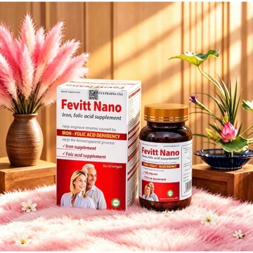 Viên uống FEVITT NANO ,Chai 50v, bổ sung sắt, acid folic, bổ máu, cải thiện tình trạng thiếu máu