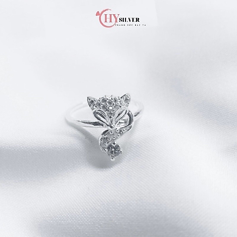 Nhẫn bạc nữ CHY SILVER hồ ly đính đá may mắn tình duyên bạc thật