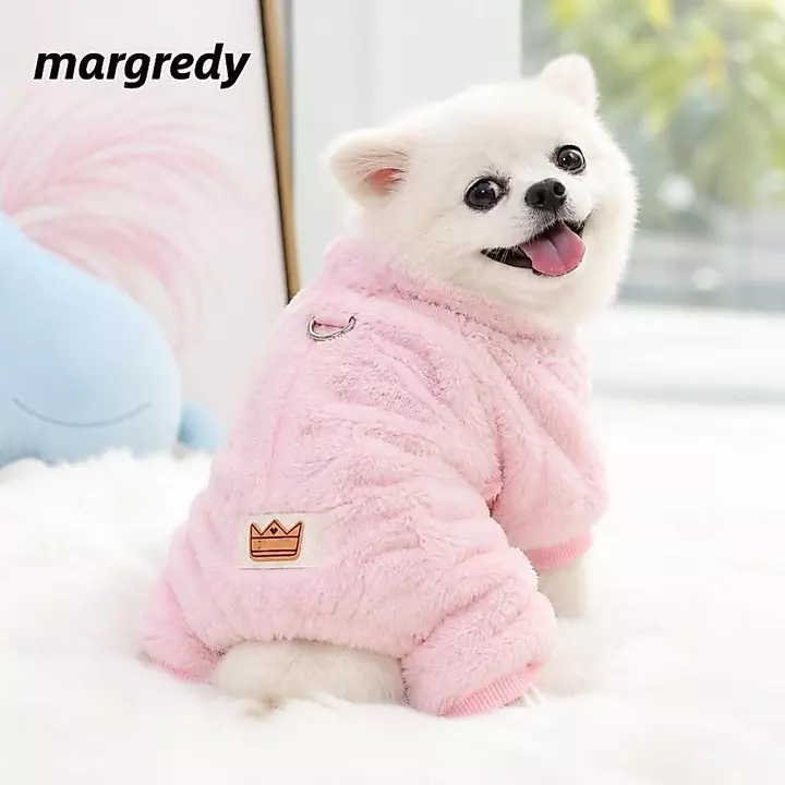 Áo khoác đi bộ đường dài cho chó MARGREDY, Quần áo ấm áp cho chó dày mùa đông, Bộ đồ liền thân cho chó lông cừu mềm chống gió thời trang cho mèo